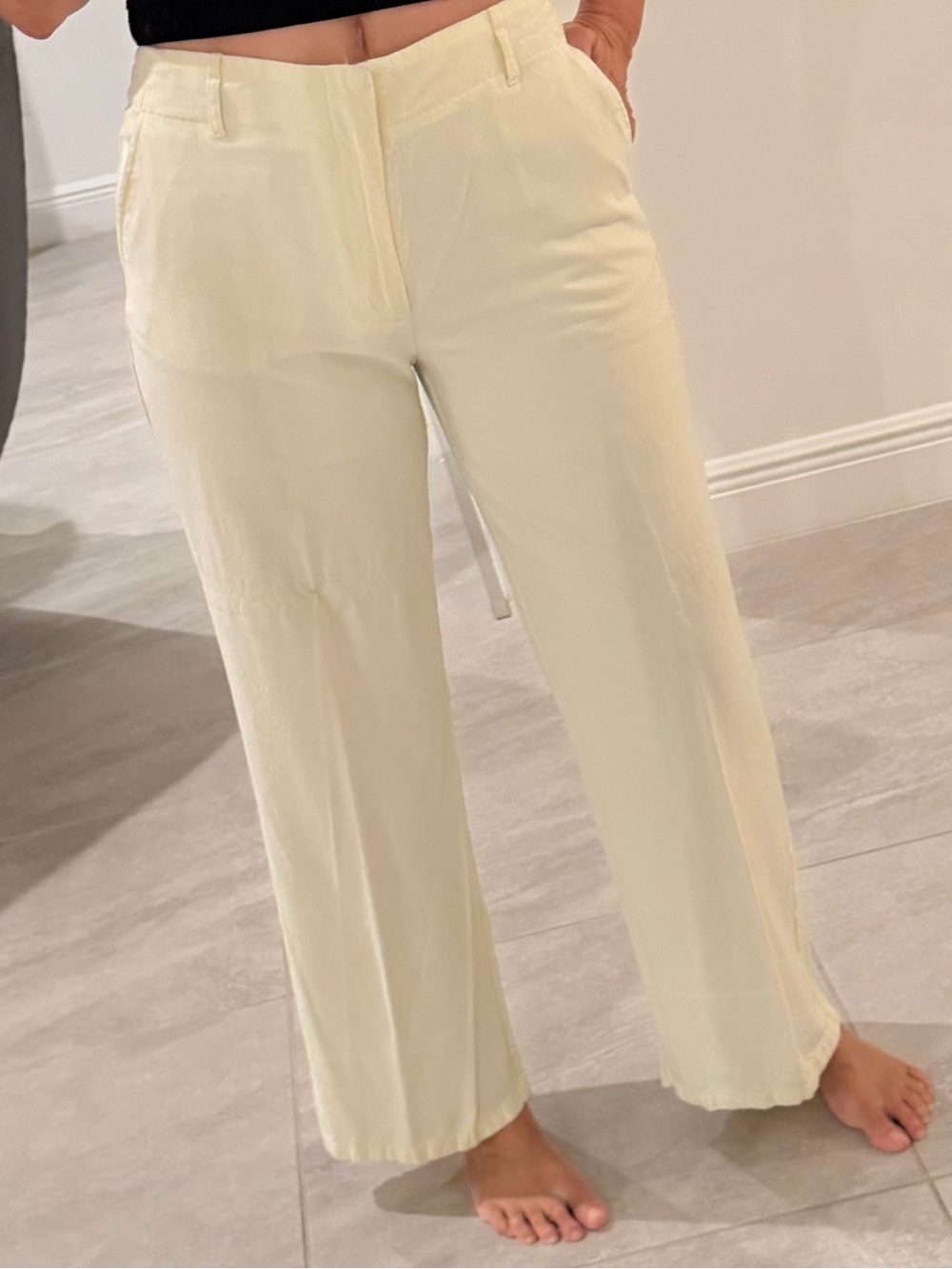 Stradivarius Butter Yellow Wide-Leg High-Rise Pants